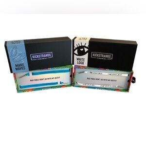 🆕Kickstrands Shoelace Set - Aqua Blue Velvet and White & Black Logo